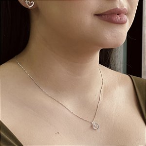 Conjunto Coração com Zircônias Prata 925 - CJPR108