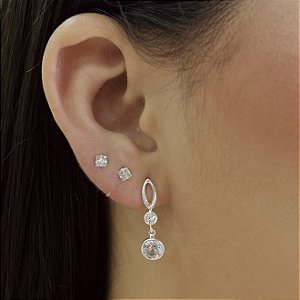 Brincos Pendurados com Zircônias Prata 925 - BPR866