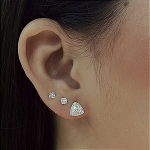 Brincos Triangular com Zircônia Prata 925 - BPR868