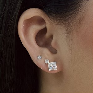 Brincos Quadrado com Zircônia Prata 925 - BPR867