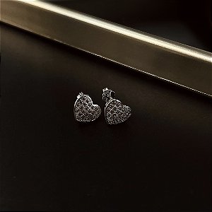 Brincos Coração Cravejado Prata 925 - BPR872