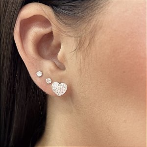 Brincos Coração Cravejado Prata 925 - BPR872