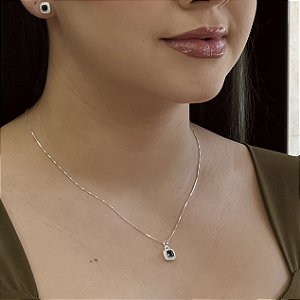 Conjunto Cravejado com Zircônia Verde Prata 925 - CJPR109