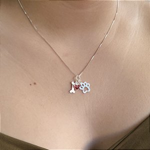 Gargantilha Patuá Patinha com Osso e Zircônia Prata 925 - CPR821