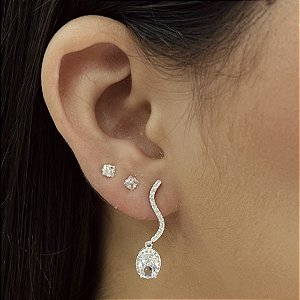 Brincos Cravejados com Zircônia Prata 925 - BPR874