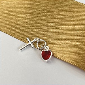 Pingente Cruz com Coração em Zircônia Prata 925 - PIPR433