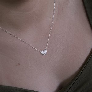 Gargantilha Coração Cravejado Prata 925 - CPR827