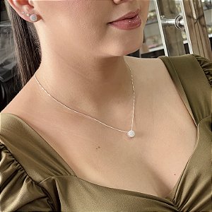 Conjunto Redondo Cravejado Prata 925 - CJPR111