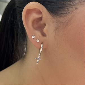 Argolas com Cruz Prata 925 - BPR879