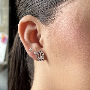 Brincos N.Sra. Aparecida com Zircônias Azul Prata 925 - BPR876