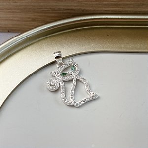 Pingente Gata Cravejada Prata 925 - PIPR442
