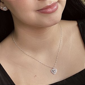 Conjunto Coração Trabalhado Prata 925 - CJPR114