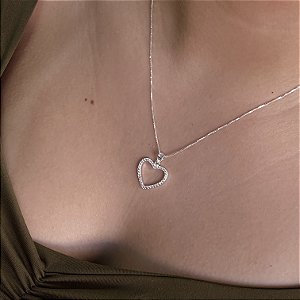 Gargantilha Coração Cravejado Prata 925 - CPR845