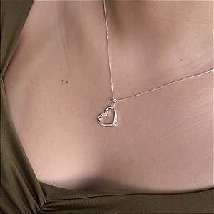 Gargantilha Coração com Zircônias Prata 925 - CPR846