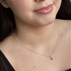 Conjunto Pedra Swaroviski Azul Prata 925 - CJPR116