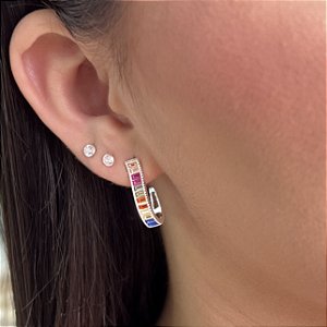 Brincos Curvado Colorido Prata 925 - BPR887