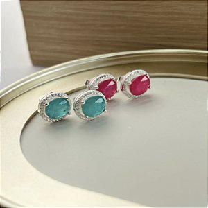 Brincos Cravejado com Pedra Prata 925 - BPR888