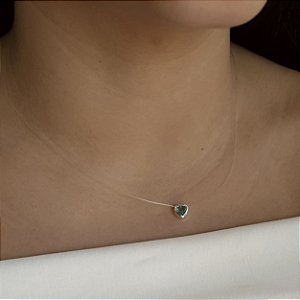 Gargantilha Nylon Coração com Zircônia Prata 925 - CPR850