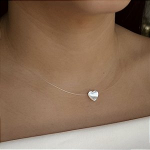 Gargantilha Nylon Coração Madrepérola Prata 925 - CPR851