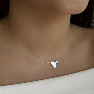 Gargantilha Nylon Triângulo Prata 925 - CPR853