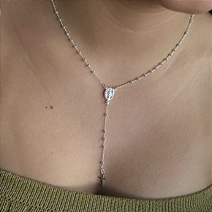 Gargantilha Terço Nossa Senhora das Graças Prata 925 - CPR856