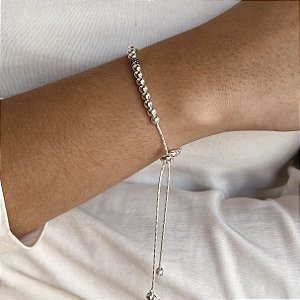 Pulseira Regulável com Bolas Prata 925 - PPR594