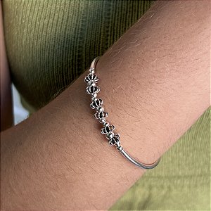 Pulseira Maleável Detalhada Prata 925 Bali - PPR593