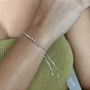 Pulseira Ajustável com Bolas Detalhadas Prata 925 - PPR599