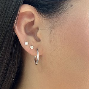 Argolas com Tarraxa Cravejada Prata 925 com Ródio - BPR894