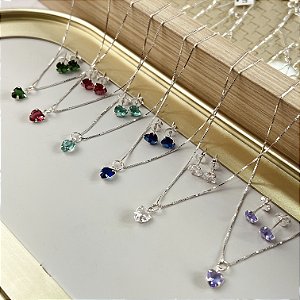 Conjunto Coração com Zircônia Prata 925 - CJPR119