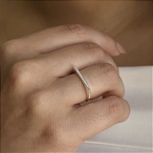 Anel Quadrado Cravejado Prata 925 - APR317