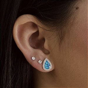 Brincos Gota Cravejada com Pedra Natural Prata 925 - BPR911