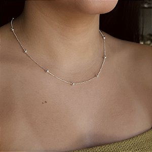 Gargantilha Detalhada com Bolas Prata 925 - CPR858