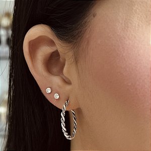 Argolas Retorcida com Tarraxa Prata 925 Bali - BPR912