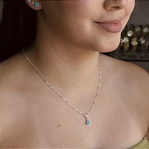 Conjunto Gota Azul Prata 925 - CJPR122