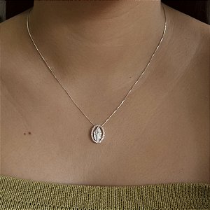 Gargantilha Oval N. Sra. das Graças Prata 925 - CPR860