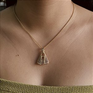 Gargantilha N. Sra. Aparecida com Zircônias Semijoias 18k - MC1023