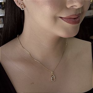 Conjunto Gota com Zircônias Semijoias18k - M6J19