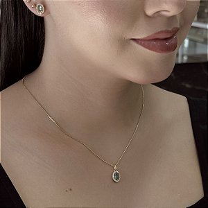 Conjunto Esmeralda Real Semijoias18k - M6J09