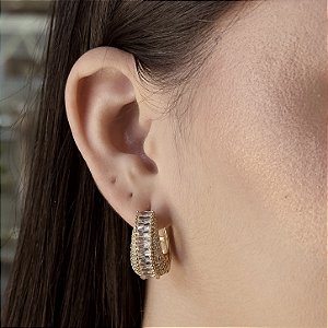 Argolas Luxo Cravejadas Semijoias 18k - M5B10