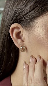 Brincos Oval Cravejado Semijoias 18k - M5B78