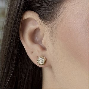 Brincos Quadrado Cravejado com Zircônias Semijoias 18k - M5B69