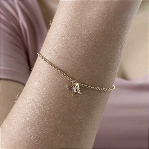Pulseira Elos Português com Borboleta Semijoias 18k - MP794