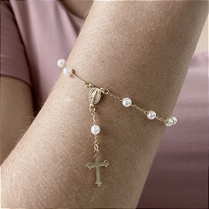 Pulseira Terço Pérolas Semijoias 18k - M4P07