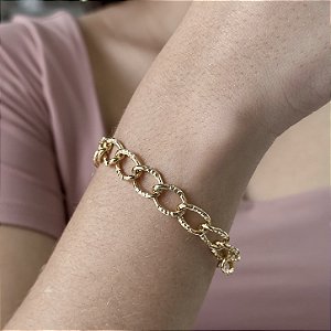 Pulseira Elos Texturizados Semijoias 18k - M4P31