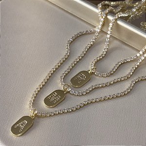 Gargantilha Choker Riviera com Letra Semijoias 18k - M1C02