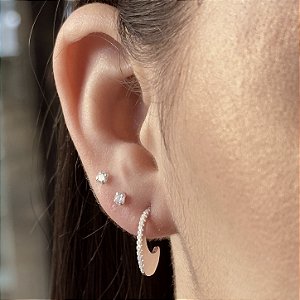 Meia Argola Curvada com Zircônias Prata 925 - 16mm - BPR965
