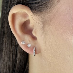 Argolas Cravejada Prata 925 - 9mm - BPR949
