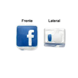 Berloque Separador Facebook Resinado Prata 925 -  PD124