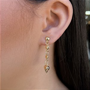 Brincos Três Corações Semijoia 18k - MB29